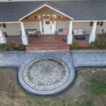 concrete medallion and flagstone patio
