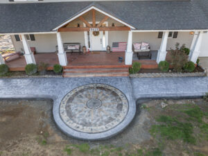 concrete medallion and flagstone patio