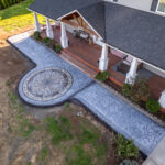 concrete medallion and flagstone patio