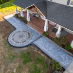 concrete medallion and flagstone patio