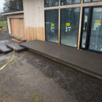 concrete medallion and flagstone patio