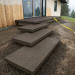 concrete medallion and flagstone patio