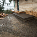 concrete medallion and flagstone patio