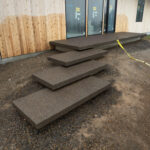 concrete medallion and flagstone patio