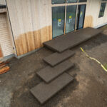 concrete medallion and flagstone patio