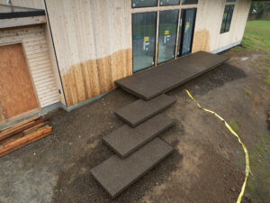 concrete medallion and flagstone patio