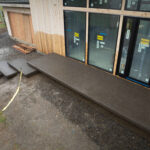 concrete medallion and flagstone patio