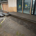concrete medallion and flagstone patio