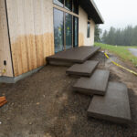 concrete medallion and flagstone patio