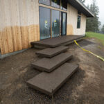 concrete medallion and flagstone patio
