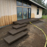 concrete medallion and flagstone patio