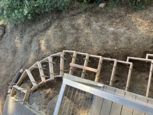 floating concrete steps exposed aggregate