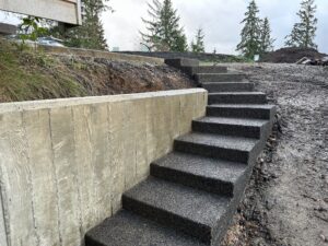 floating concrete steps exposed aggregate