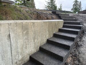 floating concrete steps exposed aggregate
