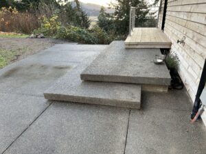 floating concrete steps exposed aggregate