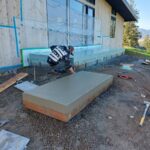 floating concrete steps exposed aggregate