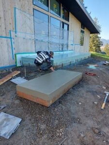 floating concrete steps exposed aggregate