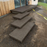 floating concrete steps exposed aggregate