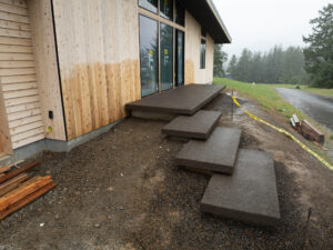 floating concrete steps exposed aggregate