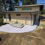 floating concrete steps exposed aggregate