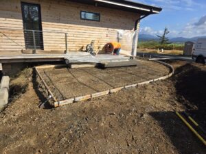 floating concrete steps exposed aggregate