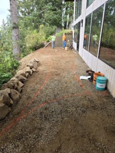 floating concrete steps exposed aggregate
