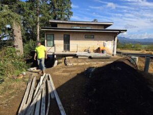 floating concrete steps exposed aggregate